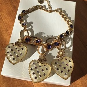 Betsey Johnson Purple Hearts statement necklace
